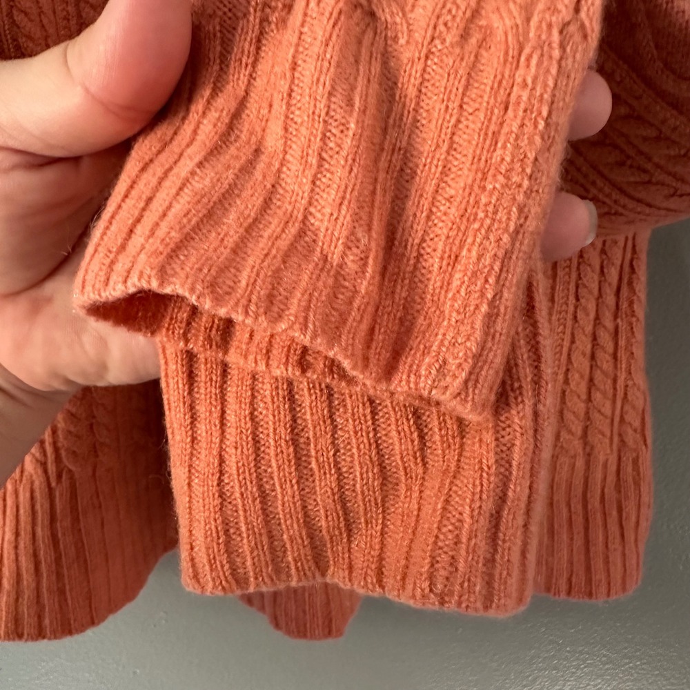 Inhabit Cashmere Blend Coral Cable Knit Sweater | Coral - Picture 4 of 11